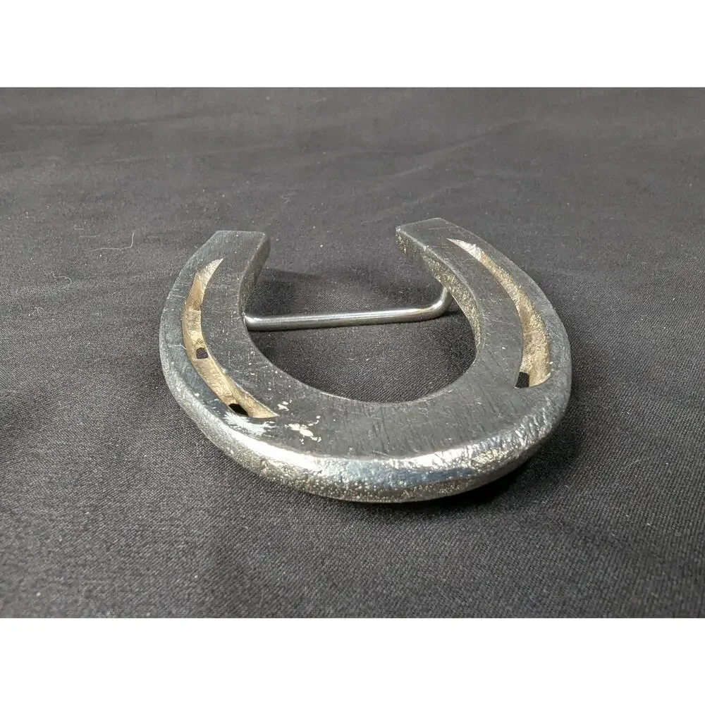 Vintage Horseshoe Belt Buckle Western Style Cast Metal Rustic Accessory Good